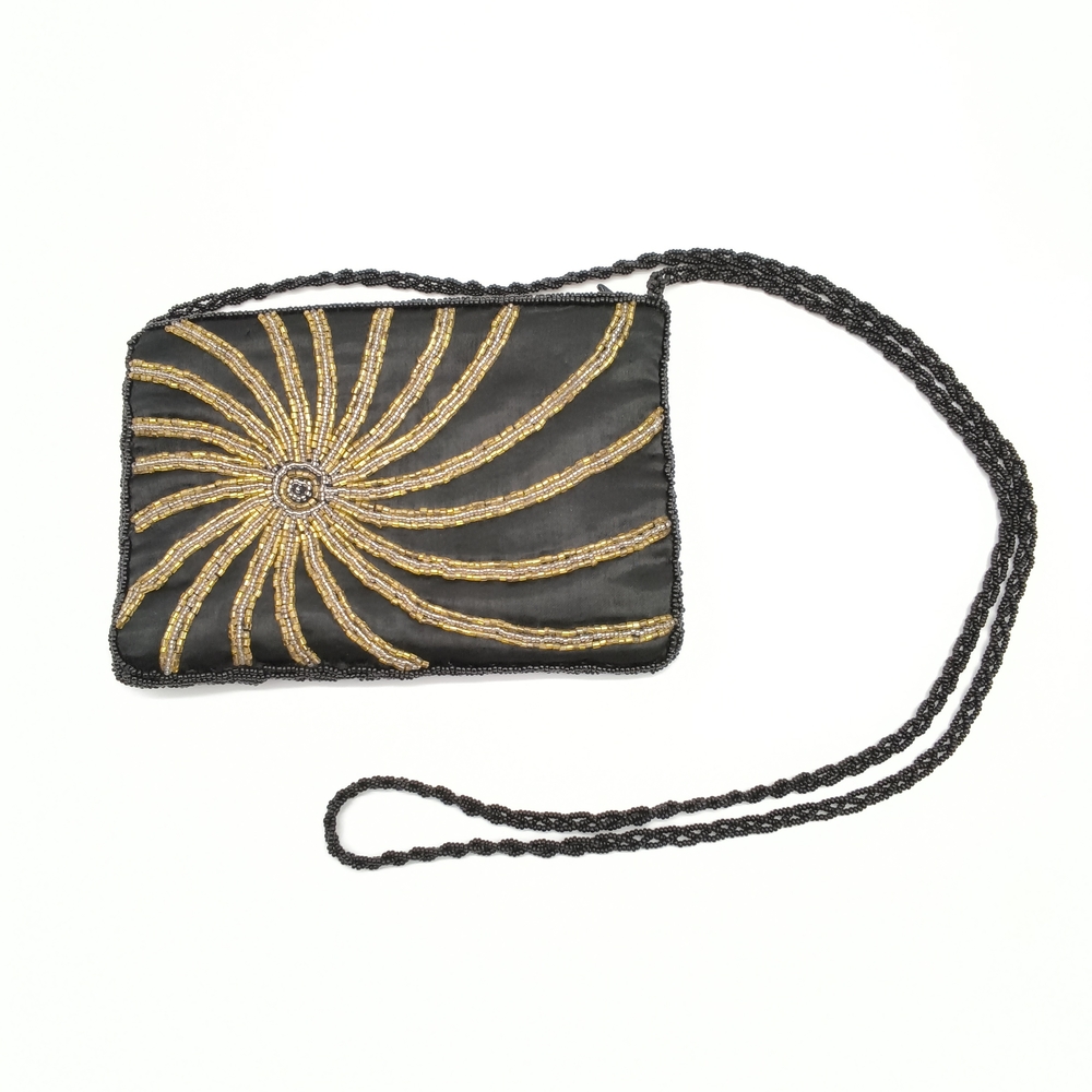 Vintage 1950s Hand-Beaded Evening Bag – Sunburst Spiral – Made in Hong Kong - Picture 2 of 7